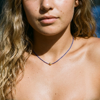 lapis lazuli fine necklace with gold vermeil bead