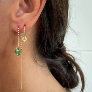 Emmy thread earrings threads jade emerald earrings on model