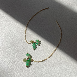 Emmy threads thread earrings jade emerald gold vermeil close up