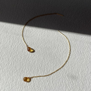 Willa gold threader earrings gold vermeil drop earrings close up